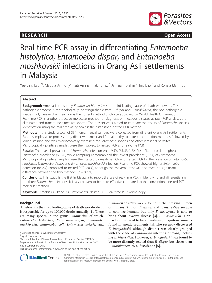 850x1133 Pdf Real Time Pcr Assay In Differentiating Entamoeba Histolytica