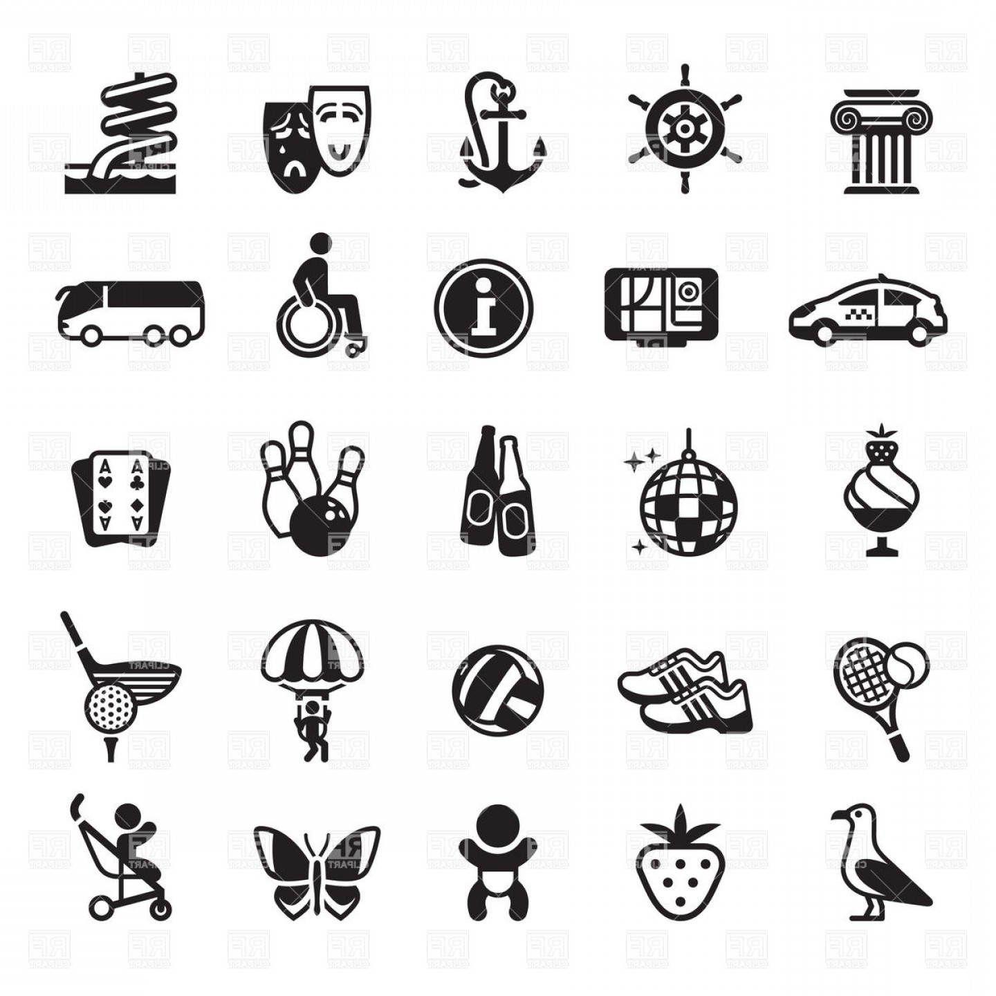 1440x1440 Recreation Sport And Entertainment Icons Vector Clipart Cqrecords