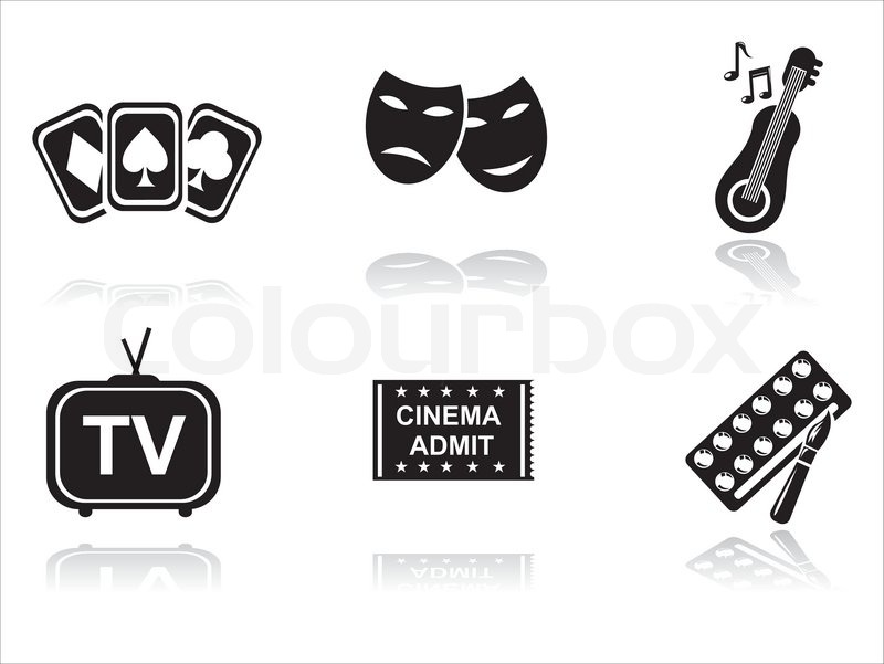 800x601 Set Of Black Entertainment Icons Stock Vector Colourbox