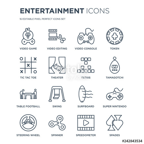 500x500 Linear Entertainment Icons Such As Video Game, Editing, Spinner