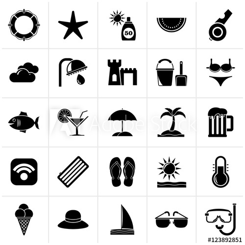 500x500 Black Beach, Resort And Entertainment Icons
