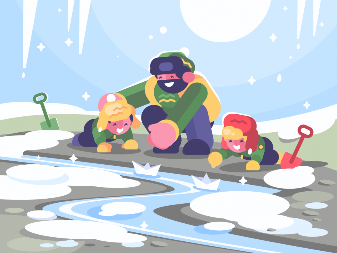 1160x870 Father With Children Launches Paper Boats