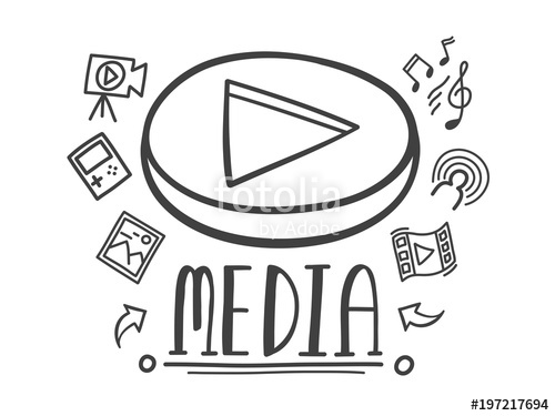 500x375 Hand Drawn Doodle Online Media For Entertainment Vector