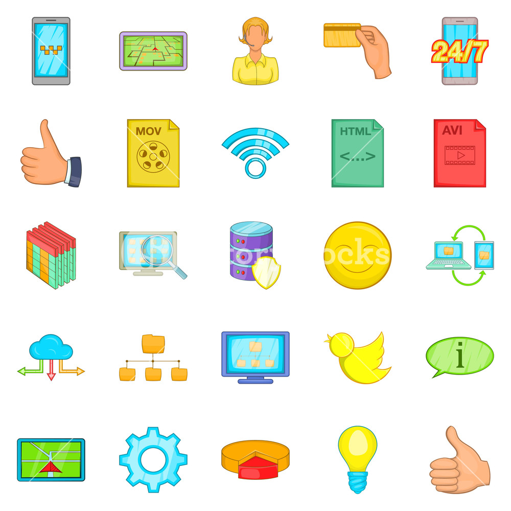 1000x1000 Internet Entertainment Icons Set Cartoon Set Of Internet