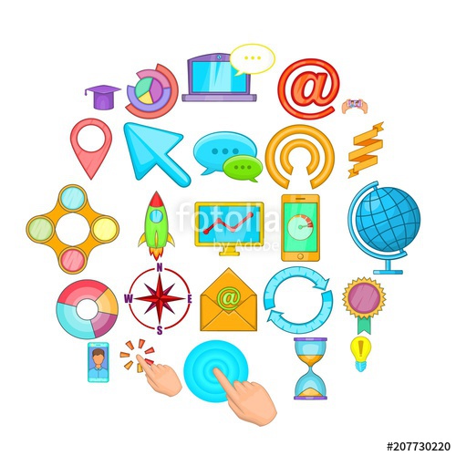 500x500 Online Entertainment Icons Set Cartoon Set Of Online