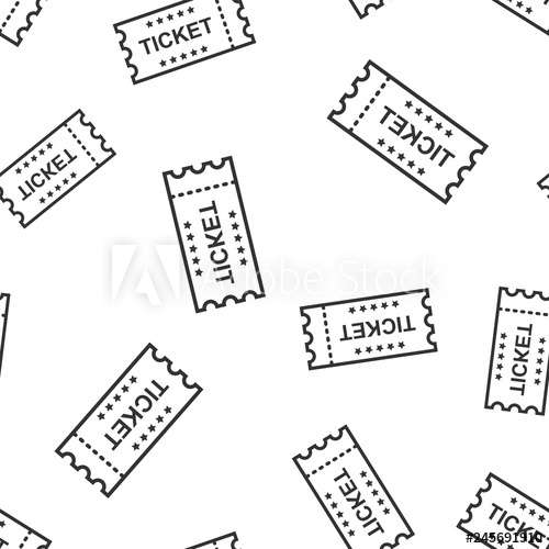 500x500 Cinema Ticket Icon Seamless Pattern Background Admit One Coupon
