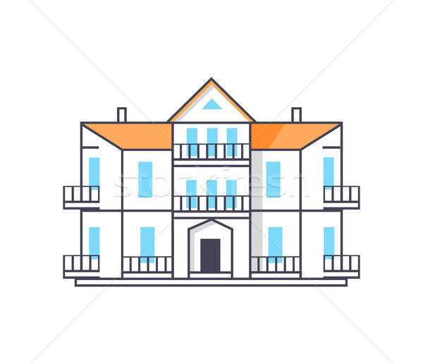 600x516 Icon Of Building With Entrance Vector Illustration Vector