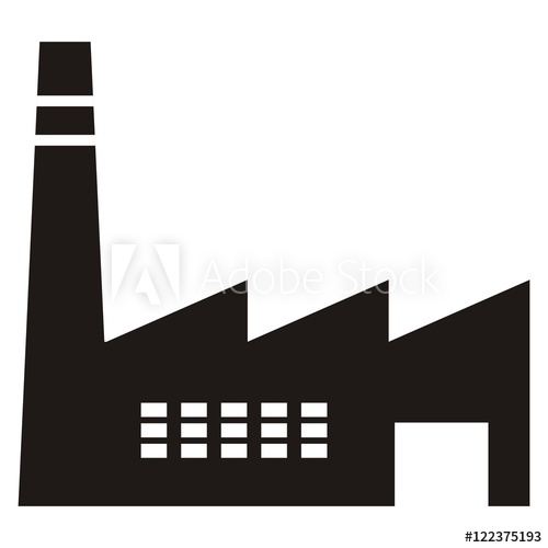 500x500 Industrial Hall With A Chimney And Entrance Vector Icon Black