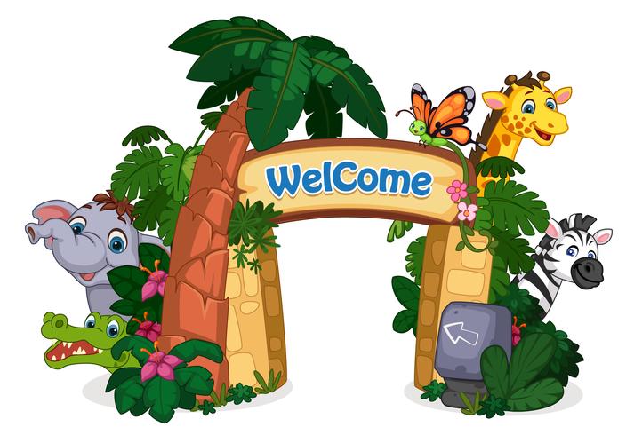 722x490 Beautiful Zoo Entrance Vector Illustration