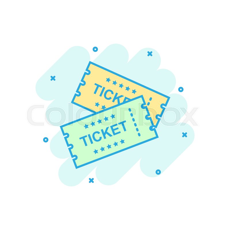 800x800 Cinema Ticket Icon In Comic Style Stock Vector Colourbox