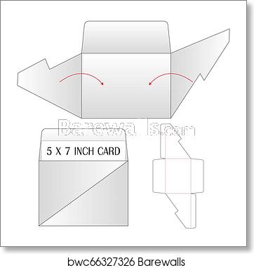 362x382 Envelope Die Cut Mock Up Template Vector Illustration, Art Print
