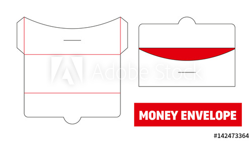 500x280 Money Envelope Die Cut, St Empty Shablon Template Vector