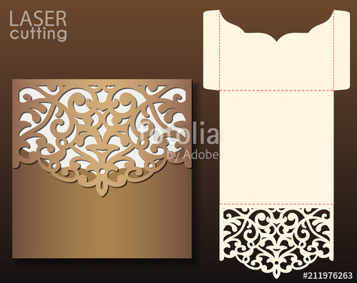 500x397 Die Laser Cut Wedding Envelope Vector Template Wedding Lace