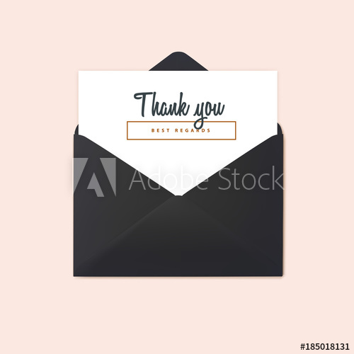 500x500 Open Black Envelope Vector Mockup Thank You Message And Black