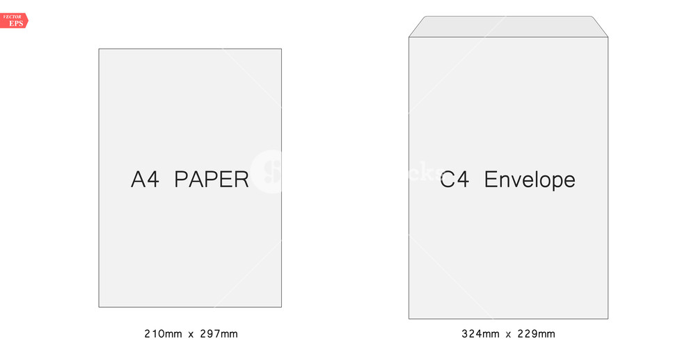 1000x500 Blank Mockup White Letter Paper Envelope Vector Template