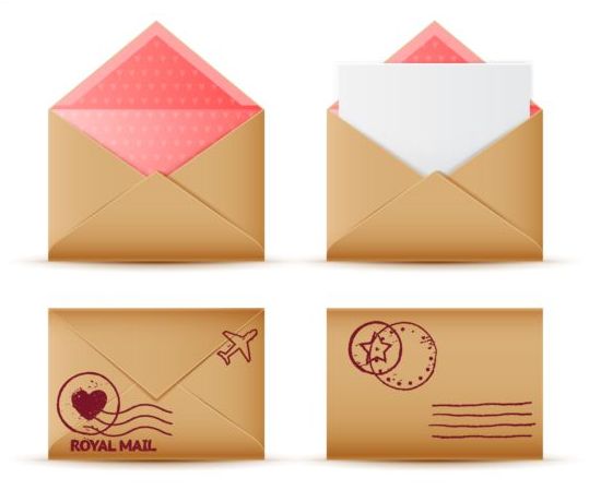 539x449 Vintage Envelope Set Icons Vector Free Download