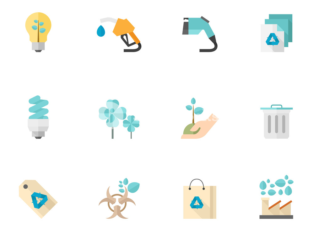1000x746 Environment Icon Set In Flat Colors Style Vector Illustration
