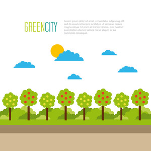 300x300 Green City Tree Natural Landscape Environment Vector Illustration