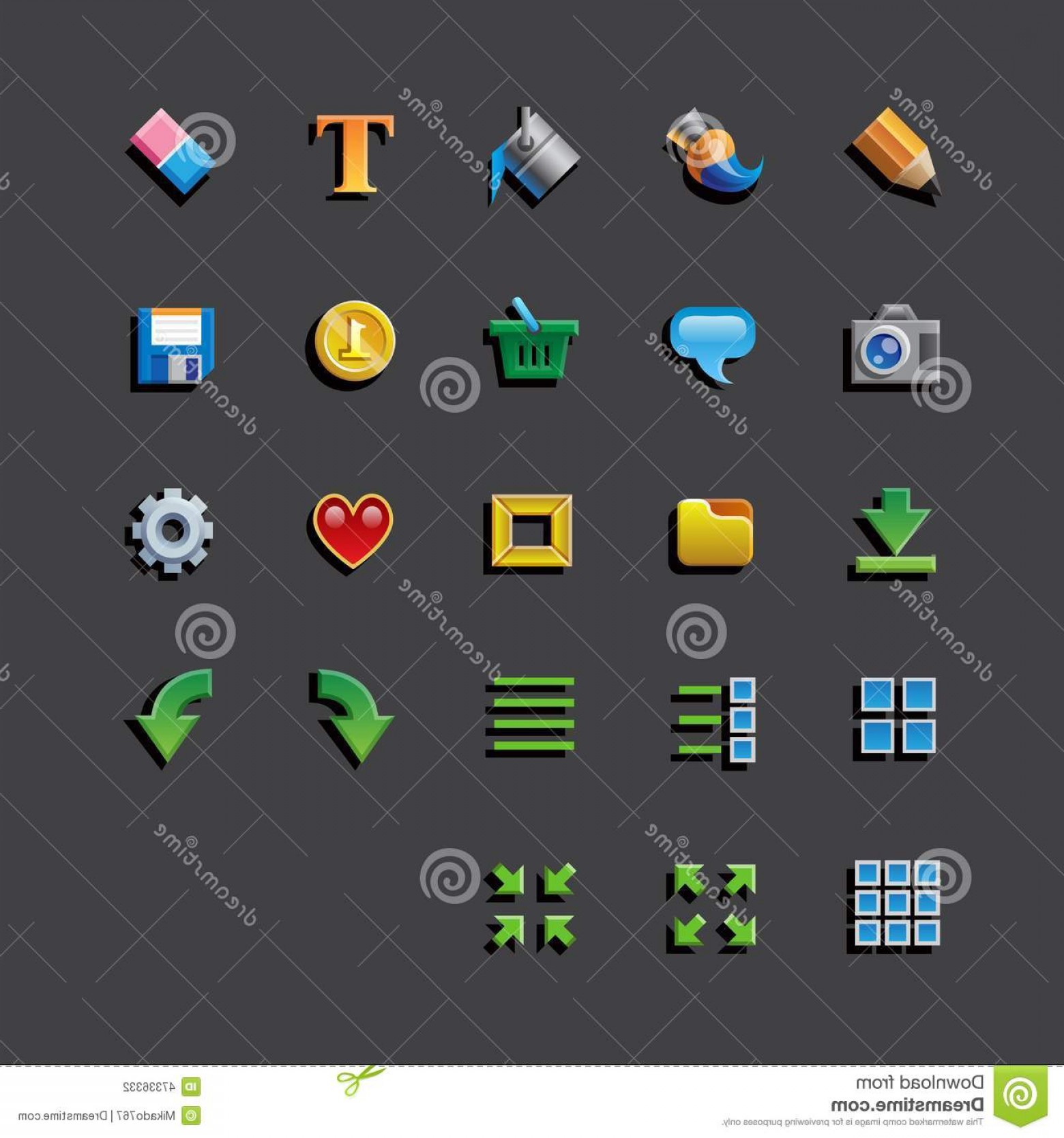 1560x1668 Stock Illustration Colorful Web App Graphic Editor Tools Icons Rgb