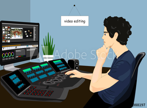 500x367 Video Editor Working Vector Icon Concept Of Video Editing