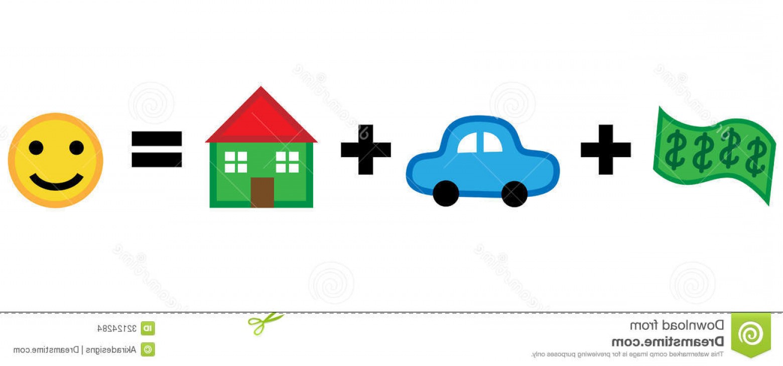 Stock Images Money Car House Equals Happiness Cartoon Vector 1560x729 Stock Images Money Car House Equals Happiness Cartoon Vector