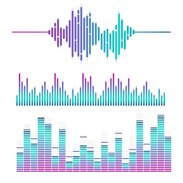 626x626 Sound Wave Equalizer Vector Design Set Vector Free Download