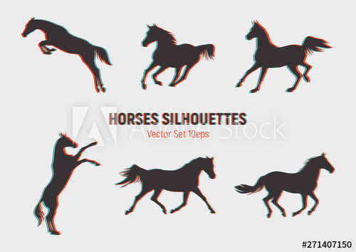 Horses Silhouettes With Glitch Effect Equestrian Vector 500x354 Horses Silhouettes With Glitch Effect Equestrian Vector