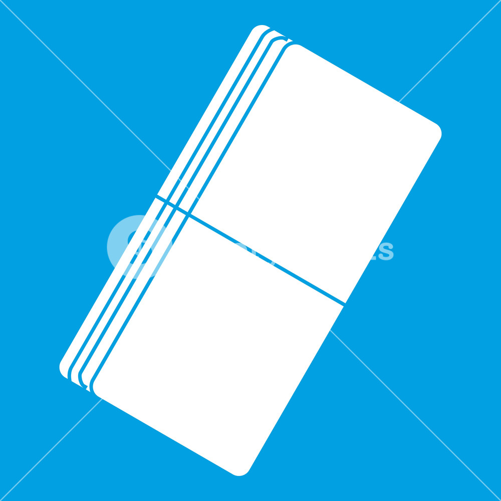 1000x1000 Eraser Icon White Isolated On Blue Background Vector Illustration
