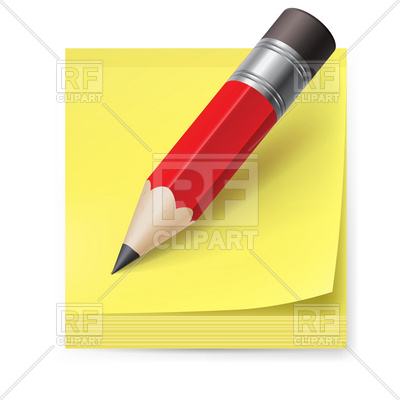 400x400 Yellow Sticker And Pencil With Eraser Icon Vector Image Of Objects