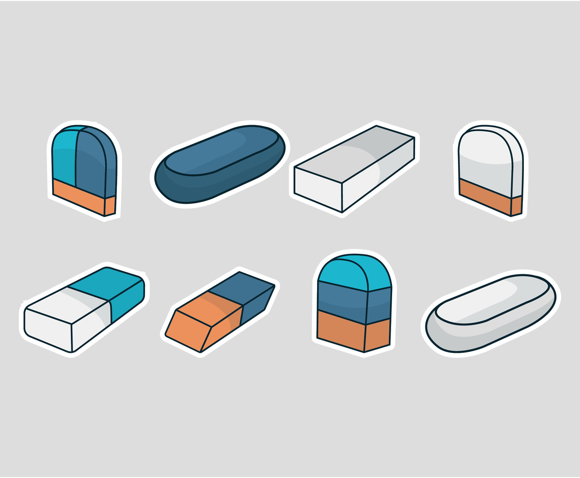 1136x936 Eraser Rubber Vector Set Vector Art Graphics