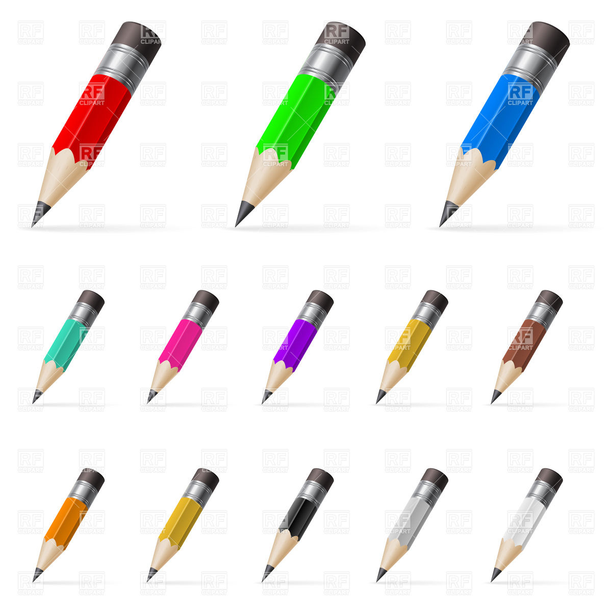 1200x1200 Pencils With Eraser Vector Image Of Objects Dvarg