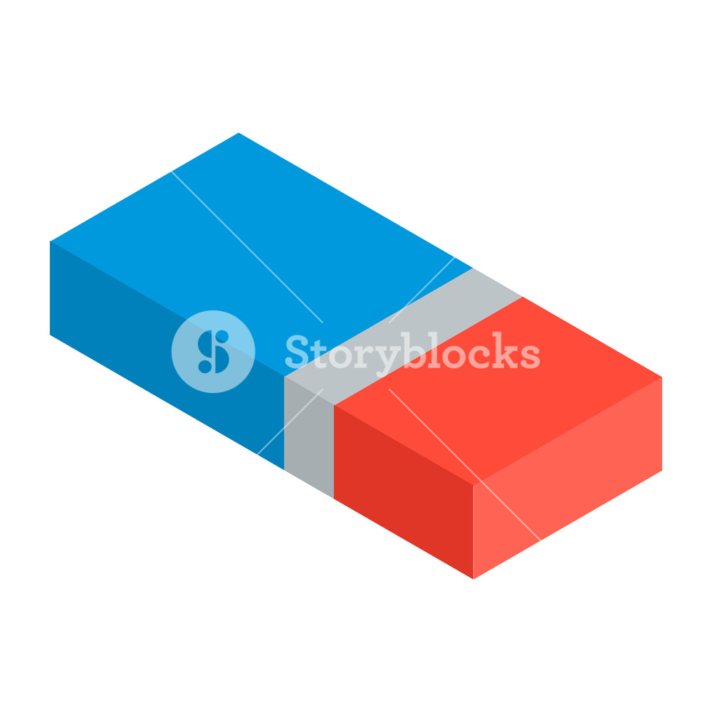 1000x1000 Blue Red Eraser Icon Isometric Of Blue Red Eraser Vector Icon