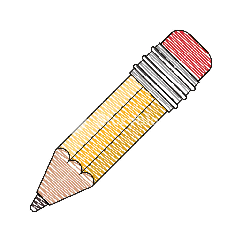 1000x1000 Color Crayon Stripe Image Of Pencil With Eraser Vector