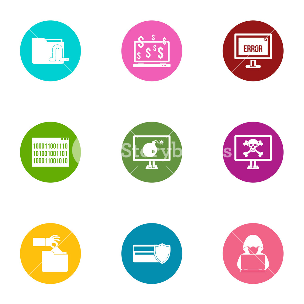 1000x1000 Online Error Icons Set Flat Set Of Online Error Vector Icons