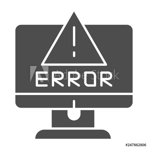 500x500 Alert On Computer Solid Icon Computer Error Vector Illustration