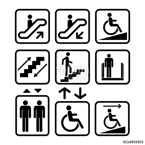 500x500 Escalator And Elevator Sign R Lift Signs Black Isolated