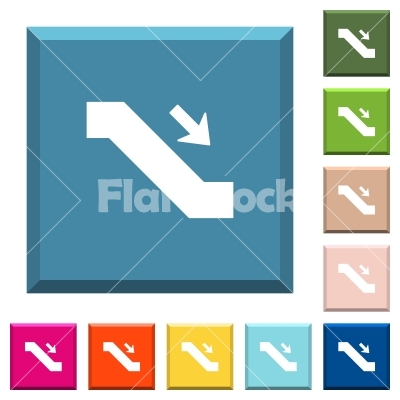 400x400 Escalator Down Sign White Icons On Edged Square Buttons