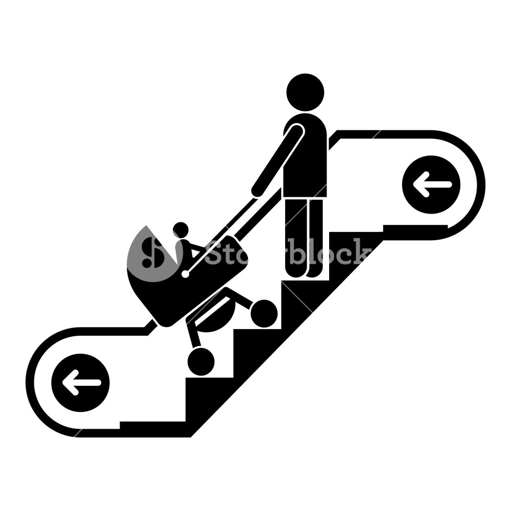 1000x1000 Woman Baby Pram Escalator Icon Simple Illustration Of Woman Baby