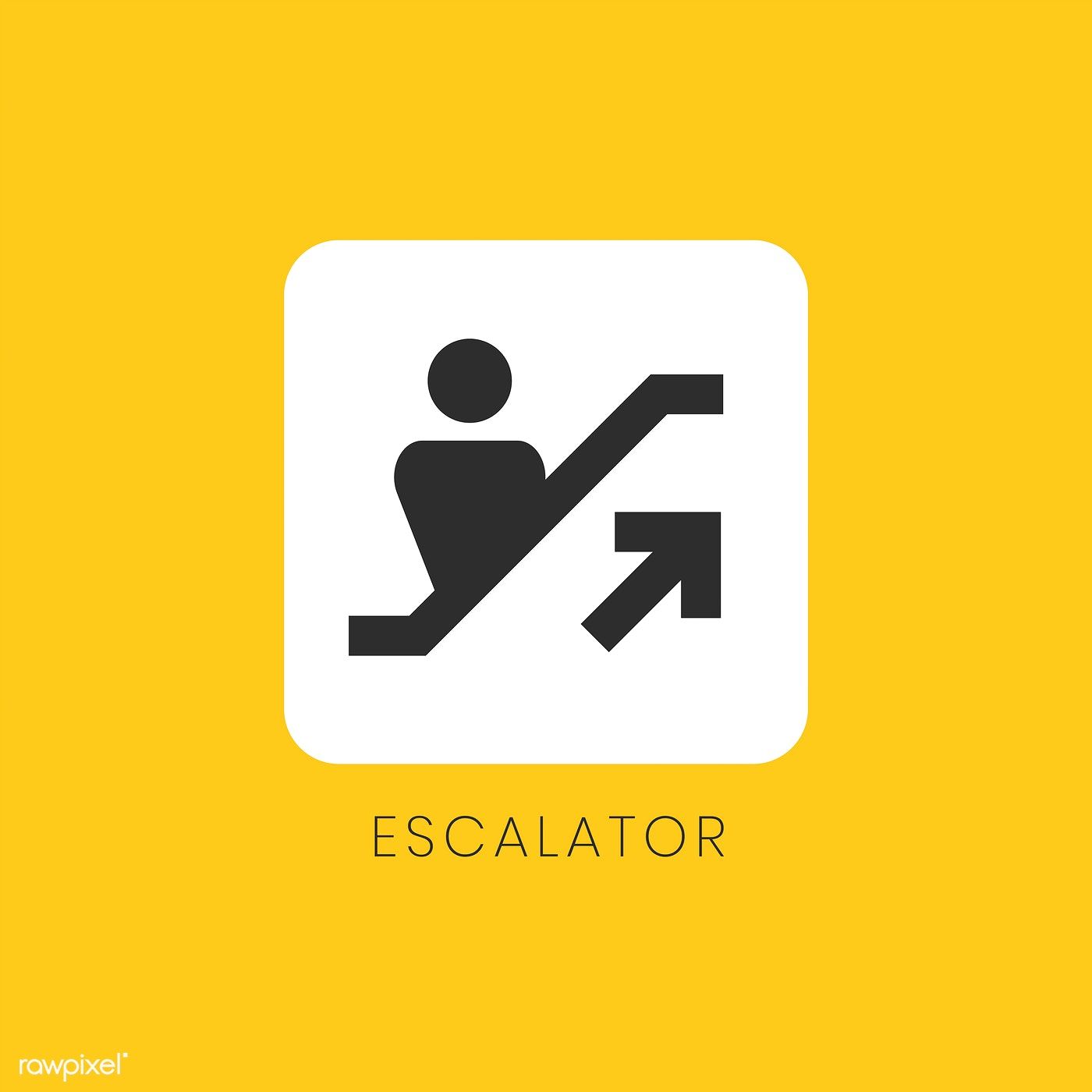 1400x1400 Yellow Up Escalator Icon Sign Vector Free Image