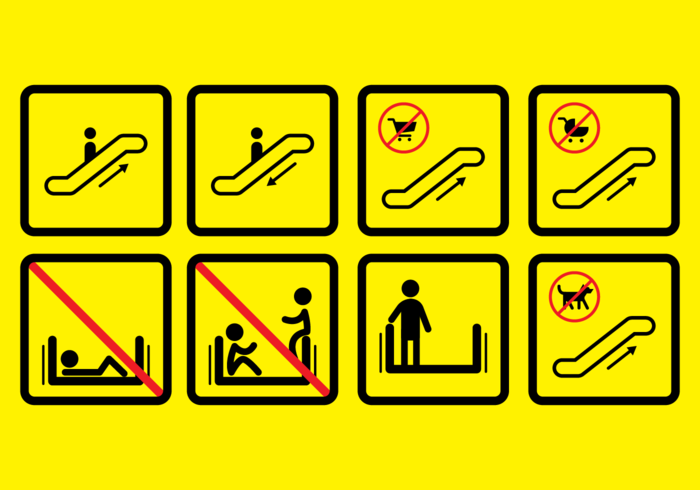 700x490 Escalator Sign Vector