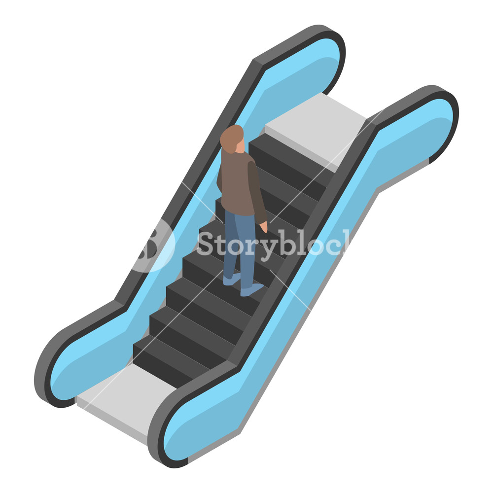 1000x1000 Escalator Icon Isometric Of Escalator Vector Icon For Web Design