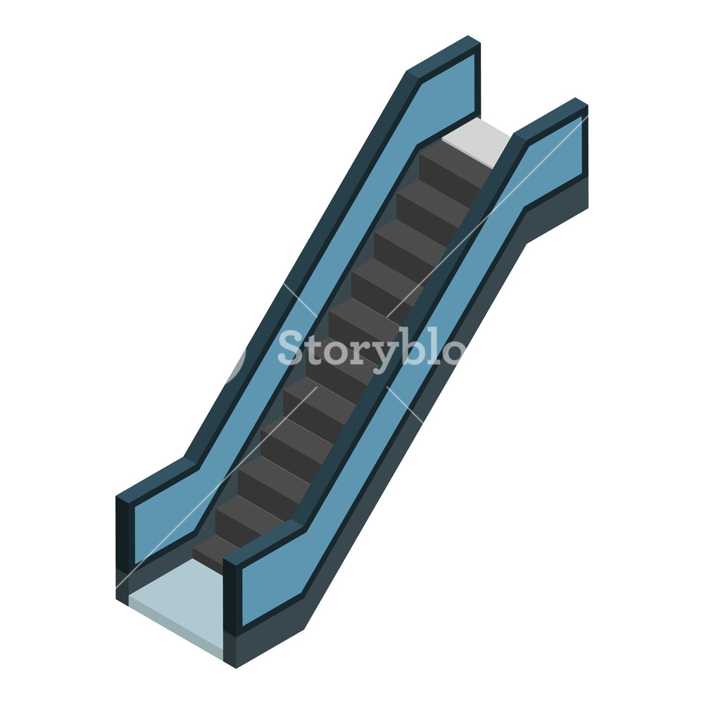 1000x1000 Mall Escalator Icon Isometric Of Mall Escalator Vector Icon
