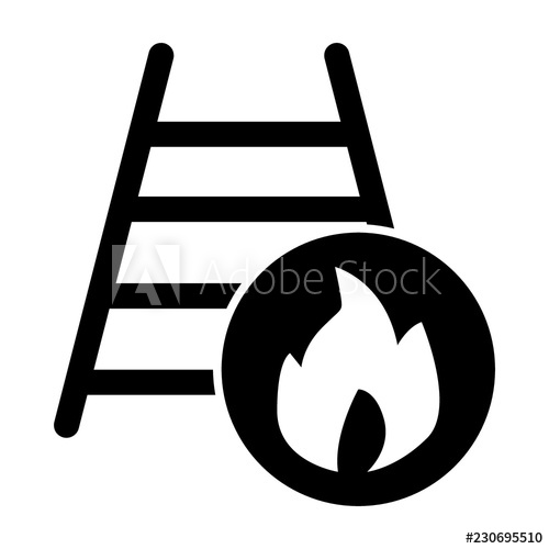500x500 Fire Ladder Solid Icon Fire Escape Vector Illustration Isolated