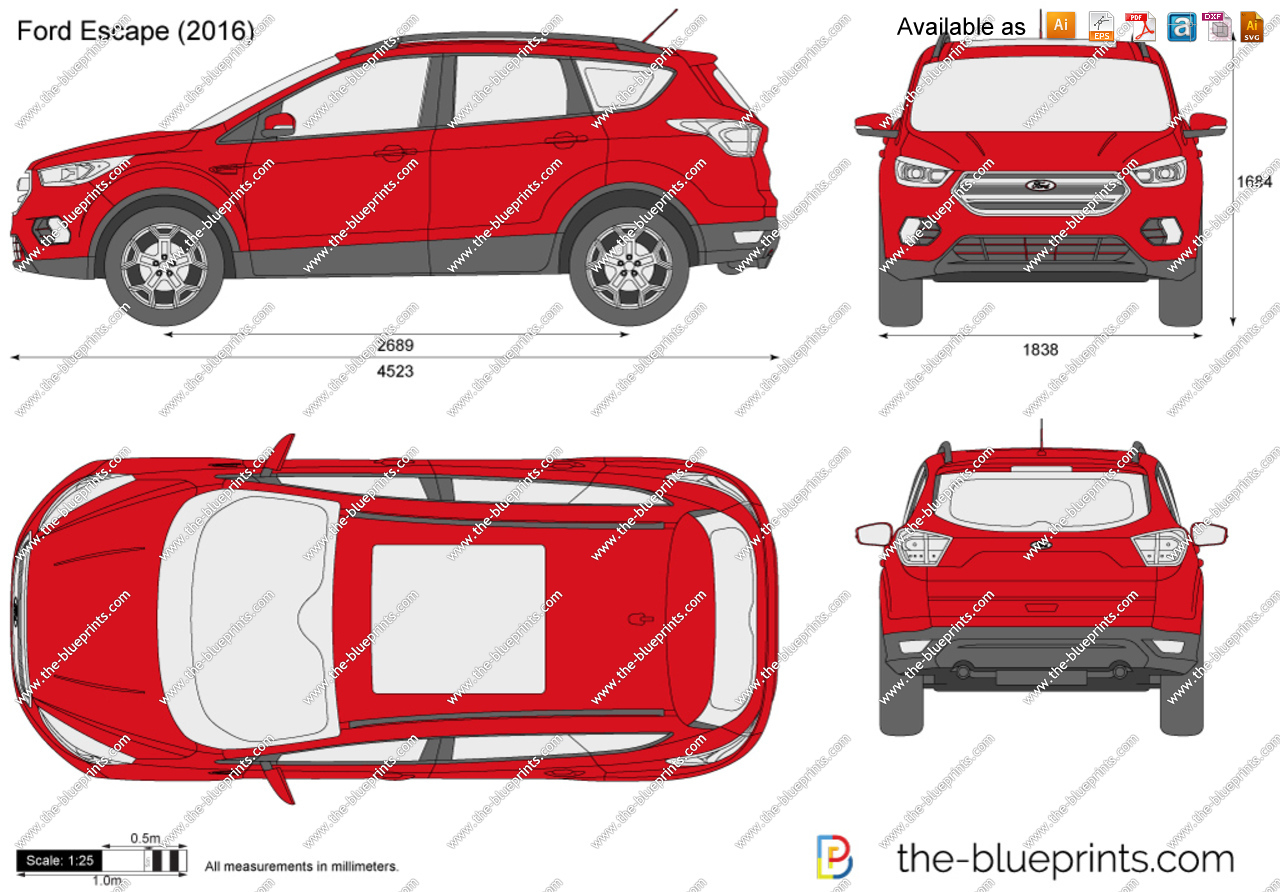 1280x892 Ford Escape Vector Drawing