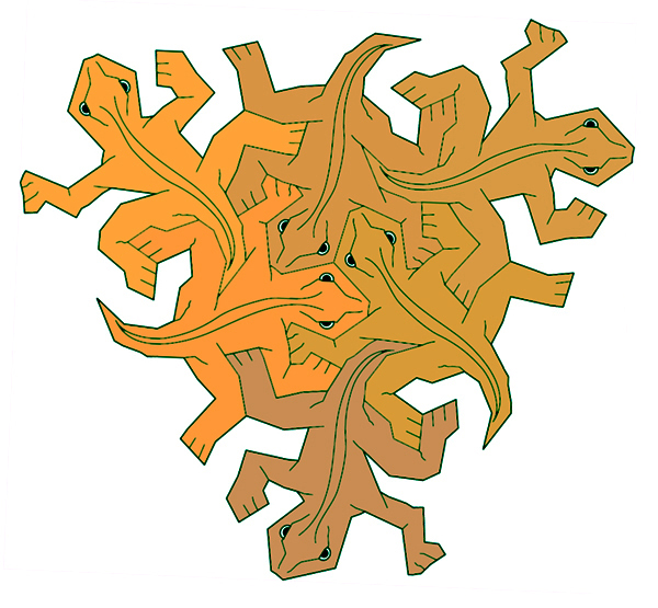 600x555 Mc Escher Lizard Vector Art
