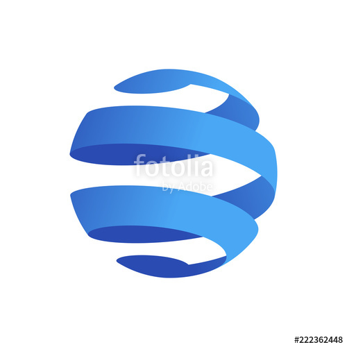 500x500 Logotipo Esfera Tridimensional Abstracta Con Espiral En Color Azul