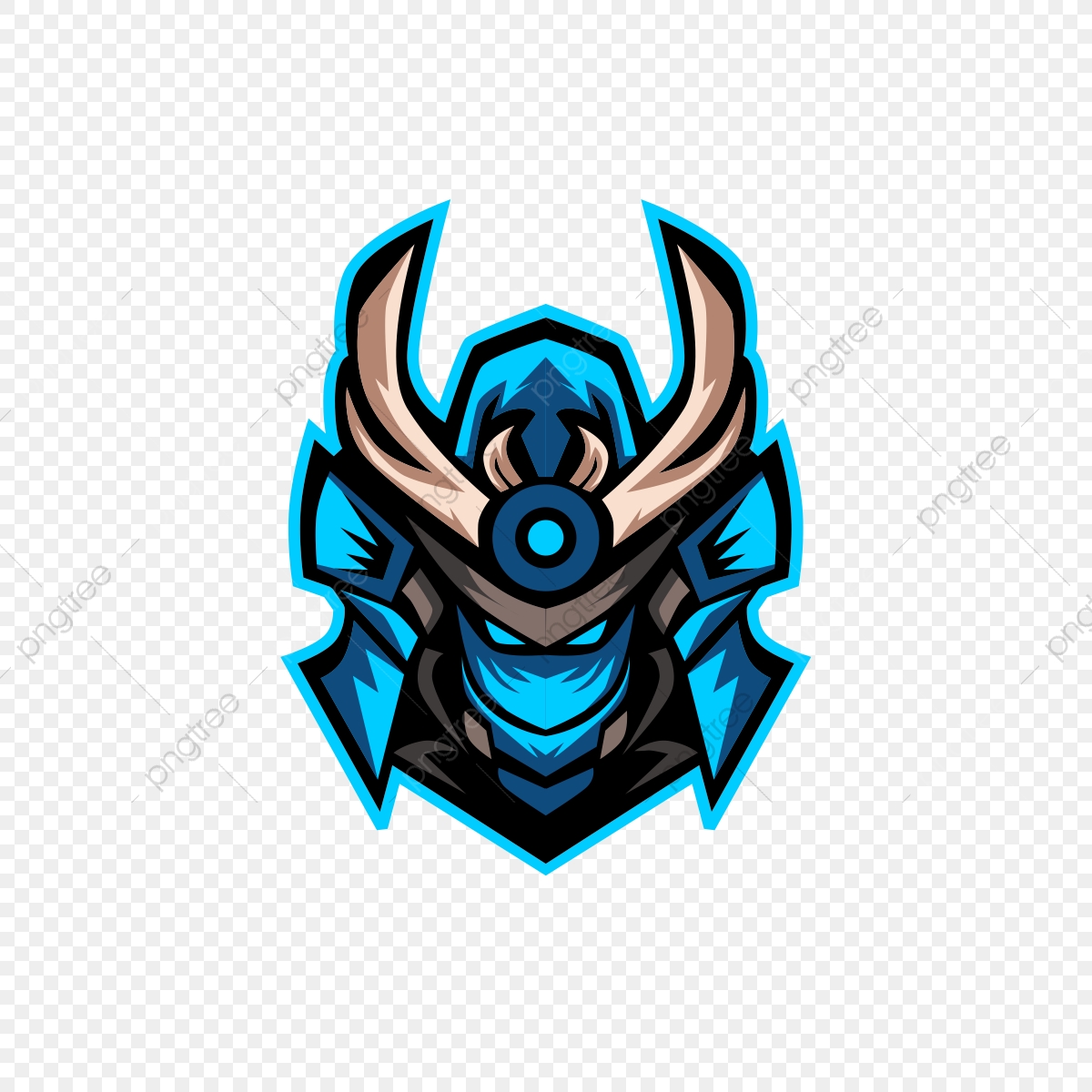 1200x1200 Blue Samurai Head Esports Logo, Illustration, Vector, Mascot Png