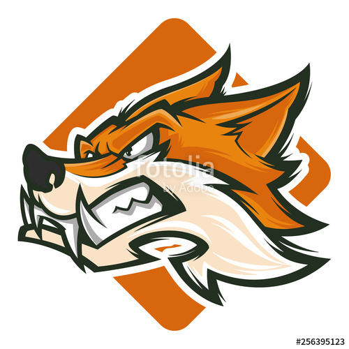 500x500 Angry Fox Head Esports Logo Vector Illustration Stock Image
