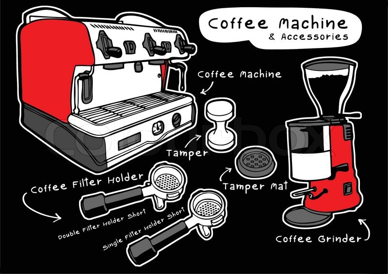 800x565 Espresso Machine And Accessories Stock Vector Colourbox