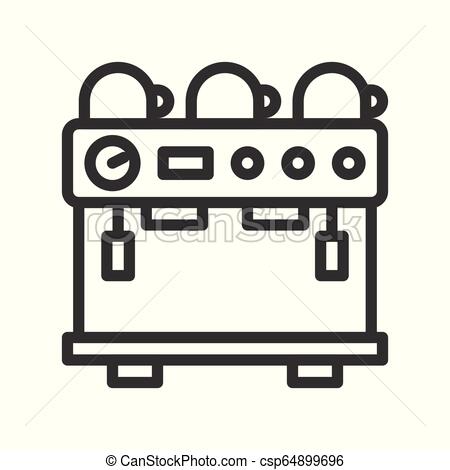 450x470 Espresso Machine Vector, Coffee Related Line Style Editable Stroke